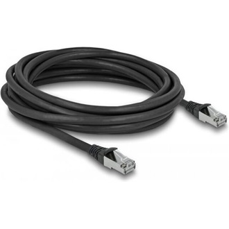 Delock RJ45 CAT6A S/FTP -> RJ45 CAT6A S/FTP M/M adatkábel 5m fekete PUR, kültéri