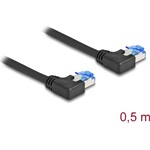 Delock RJ45 CAT6A S/FTP -> RJ45 CAT6A S/FTP M/M adatkábel 0.5m fekete 90° bal/bal