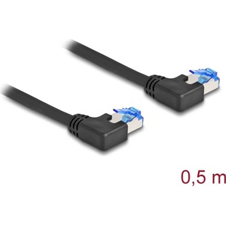 Delock RJ45 CAT6A S/FTP -> RJ45 CAT6A S/FTP M/M adatkábel 0.5m fekete 90° bal/bal