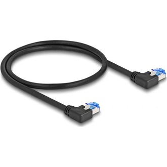 Delock RJ45 CAT6A S/FTP -> RJ45 CAT6A S/FTP M/M adatkábel 0.5m fekete 90° bal/bal