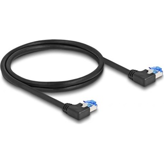 Delock RJ45 CAT6A S/FTP -> RJ45 CAT6A S/FTP M/M adatkábel 1m fekete 90° bal/bal