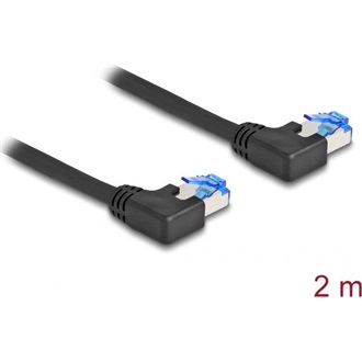 Delock RJ45 CAT6A S/FTP -> RJ45 CAT6A S/FTP M/M adatkábel 2m fekete 90° bal/bal