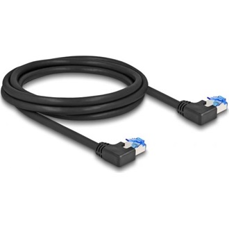 Delock RJ45 CAT6A S/FTP -> RJ45 CAT6A S/FTP M/M adatkábel 2m fekete 90° bal/bal