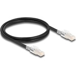 Delock RJ45 CAT6A S/FTP -> RJ45 CAT6A S/FTP M/M adatkábel 1m fekete biztonsági klipsz csomaggal