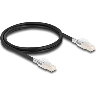 Delock RJ45 CAT6A S/FTP -> RJ45 CAT6A S/FTP M/M adatkábel 1m fekete biztonsági klipsz csomaggal