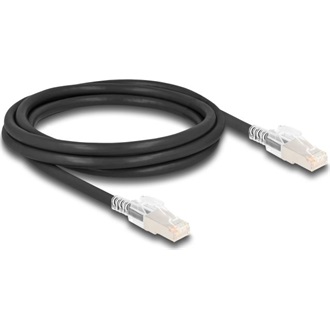 Delock RJ45 CAT6A S/FTP -> RJ45 CAT6A S/FTP M/M adatkábel 2m fekete biztonsági klipsz csomaggal