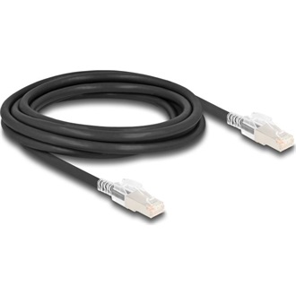 Delock RJ45 CAT6A S/FTP -> RJ45 CAT6A S/FTP M/M adatkábel 3m fekete biztonsági klipsz csomaggal