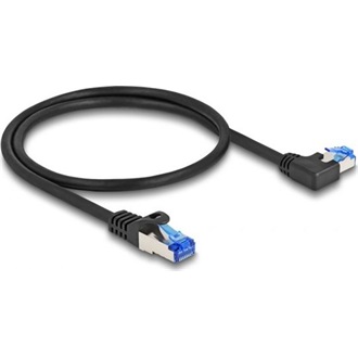 Delock RJ45 CAT6A S/FTP -> RJ45 CAT6A S/FTP M/M adatkábel 0.5m fekete 90° egyenes/bal