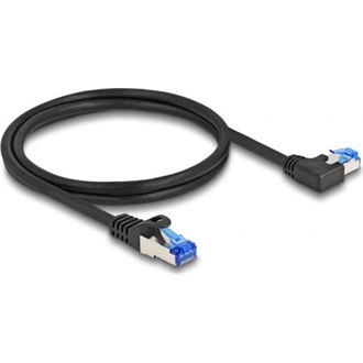 Delock RJ45 CAT6A S/FTP -> RJ45 CAT6A S/FTP M/M adatkábel 1m fekete 90° egyenes/bal
