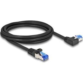 Delock RJ45 CAT6A S/FTP -> RJ45 CAT6A S/FTP M/M adatkábel 2m fekete 90° egyenes/bal