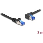 Delock RJ45 CAT6A S/FTP -> RJ45 CAT6A S/FTP M/M adatkábel 3m fekete 90° egyenes/bal