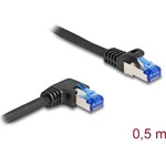 Delock RJ45 CAT6A S/FTP -> RJ45 CAT6A S/FTP M/M adatkábel 0.5m fekete 90° egyenes/jobb