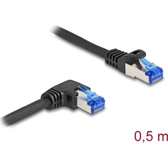 Delock RJ45 CAT6A S/FTP -> RJ45 CAT6A S/FTP M/M adatkábel 0.5m fekete 90° egyenes/jobb