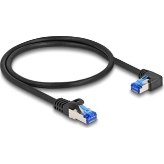 Delock RJ45 CAT6A S/FTP -> RJ45 CAT6A S/FTP M/M adatkábel 0.5m fekete 90° egyenes/jobb