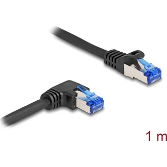 Delock RJ45 CAT6A S/FTP -> RJ45 CAT6A S/FTP M/M adatkábel 1m fekete 90° egyenes/jobb