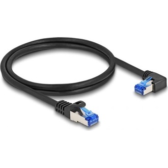 Delock RJ45 CAT6A S/FTP -> RJ45 CAT6A S/FTP M/M adatkábel 1m fekete 90° egyenes/jobb