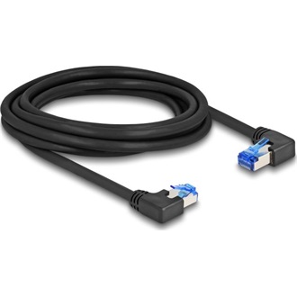 Delock RJ45 hálózati kábel Cat.6A S/FTP jobb / bal, hajlított, 3 m, fekete színű