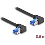 Delock RJ45 CAT6A S/FTP -> RJ45 CAT6A S/FTP M/M adatkábel 0.5m fekete 90° jobb/jobb