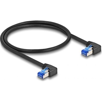 Delock RJ45 CAT6A S/FTP -> RJ45 CAT6A S/FTP M/M adatkábel 0.5m fekete 90° jobb/jobb