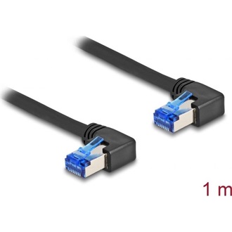 Delock RJ45 CAT6A S/FTP -> RJ45 CAT6A S/FTP M/M adatkábel 1m fekete 90° jobb/jobb