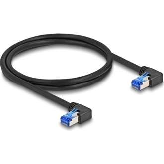 Delock RJ45 CAT6A S/FTP -> RJ45 CAT6A S/FTP M/M adatkábel 1m fekete 90° jobb/jobb
