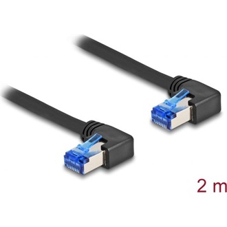Delock RJ45 CAT6A S/FTP -> RJ45 CAT6A S/FTP M/M adatkábel 2m fekete 90° jobb/jobb