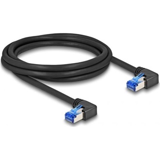 Delock RJ45 CAT6A S/FTP -> RJ45 CAT6A S/FTP M/M adatkábel 2m fekete 90° jobb/jobb