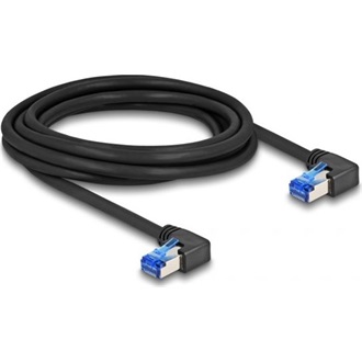 Delock RJ45 CAT6A S/FTP -> RJ45 CAT6A S/FTP M/M adatkábel 3m fekete 90° jobb/jobb