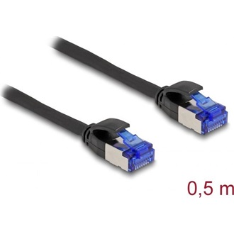 Delock RJ45 CAT6A S/FTP -> RJ45 CAT6A S/FTP M/M adatkábel 0.5m fekete vékony