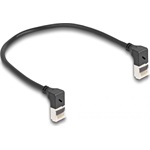 Delock RJ45 CAT6A S/FTP -> RJ45 CAT6A S/FTP M/M adatkábel 0.25m fekete slim, 90° fel/fel