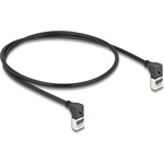Delock RJ45 CAT6A S/FTP -> RJ45 CAT6A S/FTP M/M adatkábel 0.5m fekete slim, 90° fel/fel