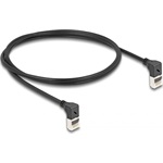 Delock RJ45 CAT6A S/FTP -> RJ45 CAT6A S/FTP M/M adatkábel 1m fekete slim, 90° fel/fel