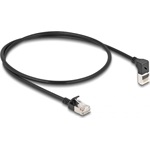 Delock RJ45 CAT6A S/FTP -> RJ45 CAT6A S/FTP M/M adatkábel 0.5m fekete slim, 90° fel/egyenes