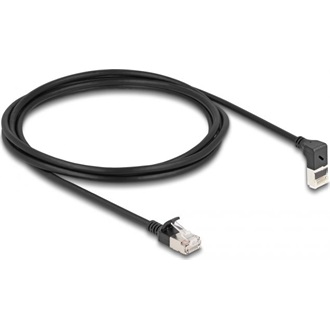 Delock RJ45 CAT6A S/FTP -> RJ45 CAT6A S/FTP M/M adatkábel 2m fekete slim, 90° fel/egyenes