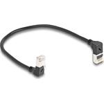 Delock RJ45 CAT6A S/FTP -> RJ45 CAT6A S/FTP M/M adatkábel 0.25m fekete slim, 90° fel/le