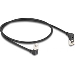 Delock RJ45 CAT6A S/FTP -> RJ45 CAT6A S/FTP M/M adatkábel 0.5m fekete slim, 90° fel/le