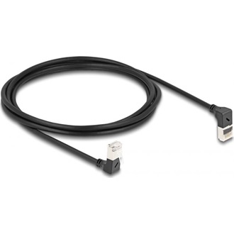 Delock RJ45 CAT6A S/FTP -> RJ45 CAT6A S/FTP M/M adatkábel 2m fekete slim, 90° fel/le