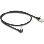 Delock RJ45 CAT6A S/FTP -> RJ45 CAT6A S/FTP M/M adatkábel 0.5m fekete slim, 90° le/egyenes