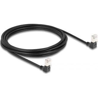 Delock RJ45 CAT6A S/FTP -> RJ45 CAT6A S/FTP M/M adatkábel 3m fekete slim, 90° le/le