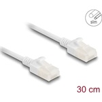 Delock RJ45 hálózati kábel Cat.6A apa   apa robosztus csatlakozóval ipari felhasználásra U/UTP Slim 0,3 m, fehér