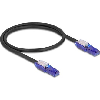 Delock RJ45 hálózati kábel Cat.6 UTP 180 -os hajlítással apák fekete színű 0,5 m