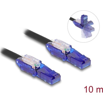 Delock RJ45 hálózati kábel Cat.6 UTP 180 -os hajlítással apák fekete színű 10 m