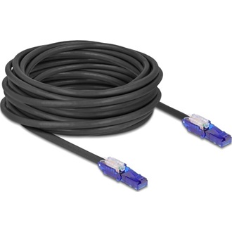 Delock RJ45 hálózati kábel Cat.6 UTP 180 -os hajlítással apák fekete színű 10 m