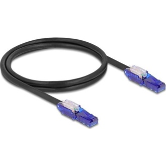 Delock RJ45 hálózati kábel Cat.6 UTP 180 -os hajlítással apák fekete színű 1 m