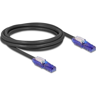 Delock RJ45 hálózati kábel Cat.6 UTP 180 -os hajlítással apák fekete színű 2 m