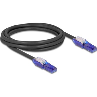 Delock RJ45 hálózati kábel Cat.6 UTP 180 -os hajlítással apák fekete színű 2 m