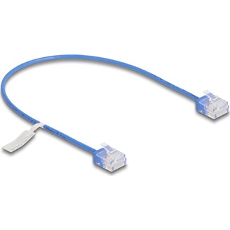 Delock RJ45 hálózati kábel Cat.6 UTP ultravékony 0,3 m kék rövid csatlakoztatókkal