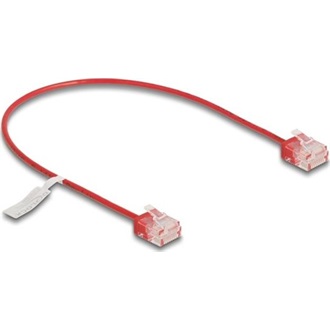 Delock RJ45 hálózati kábel Cat.6 UTP ultravékony 0,3 m piros rövid csatlakoztatókkal