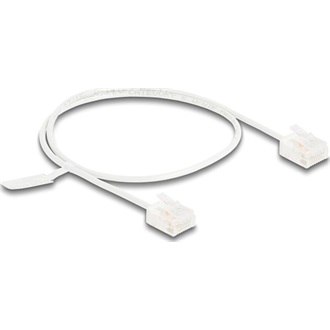 Delock RJ45 hálózati kábel Cat.6 UTP ultravékony 0,5 m fehér rövid csatlakoztatókkal