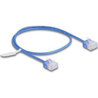 Delock RJ45 hálózati kábel Cat.6 UTP ultravékony 0,5 m kék rövid csatlakoztatókkal